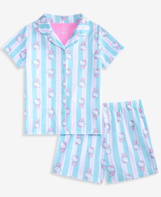 Hello Kitty - Girls' 4-10 Button-Down Pajamas, 2-Piece Set