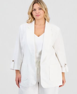 Jones New York - Plus Size Roll-Tab Open-Front Blazer