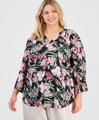 Jones New York - Plus Size Mixed-Print Tunic