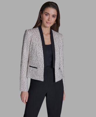 BCBG - Women's Stand-Up Collar Open-Front Textured Jacket