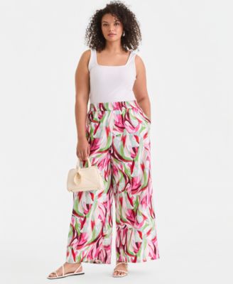 I.N.C. International Concepts - Plus Size Printed Pull-On Wide-Leg Pants