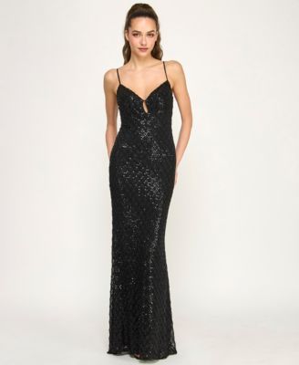 B Darlin - Women's V-Neck Sequin Gown