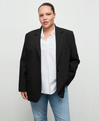 MANGO - Women's Lapel Pockets Straight Suit Jacket
