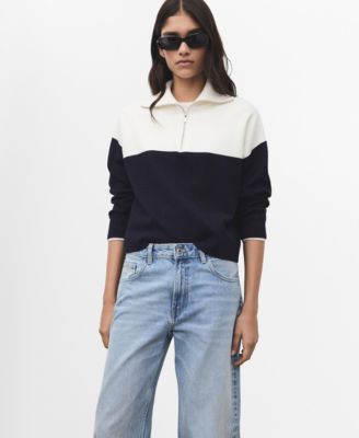 MANGO - Women's Bicolor High Collar Sweater