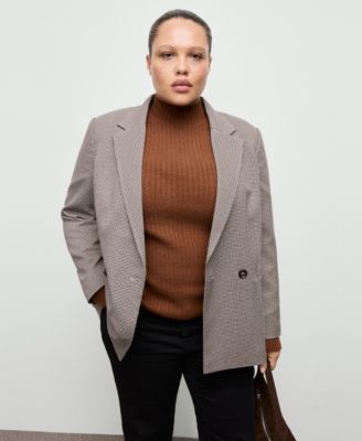 MANGO - Women's Double-Breasted Micro-Houndstooth Jacket