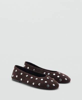 MANGO - Women's Suede Studs Ballet Flats