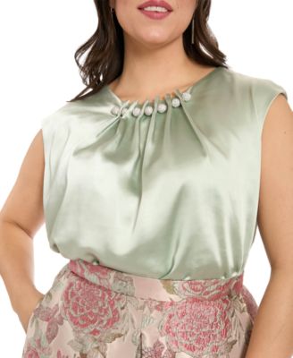 Muse - Plus Size Tucked Beaded Crewneck Top