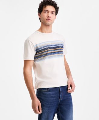 Sun + Stone - Men's Splatter-Stripe Short-Sleeve T-Shirt