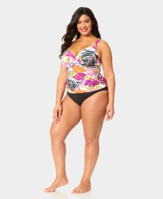 Anne Cole - Plus Size Underwire Drape Front Swim Tankini Top