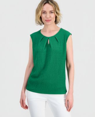Kasper - Women's Textured Knit Keyhole Top