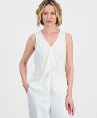 Kasper - Women's Ruffle-Front Sleeveless Top