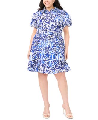 MSK - Plus Size Collared Neck Mini Dress