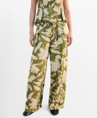 MANGO - Women's Floral Print Straight Pants