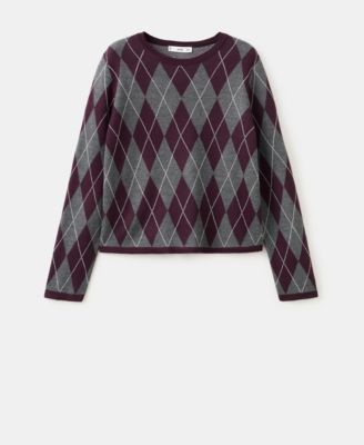 MANGO - Women's Argyle Knit Sweater