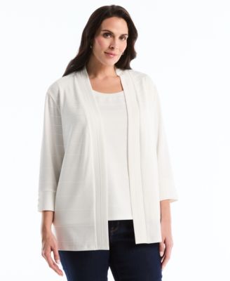 Rafaella - Plus Size Ottoman Open Front Knit Cardigan Sweater