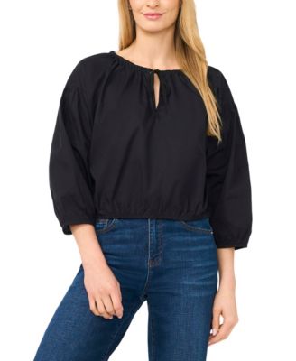 CeCe - Women's Split Tie Neck Bubble Blouse
