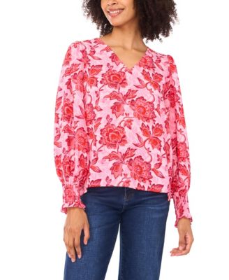 CeCe - Women's Printed Long-Sleeve Blouse