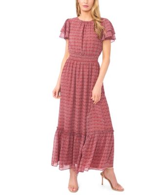 CeCe - Women's Double Ruffle-Sleeve Maxi Dress