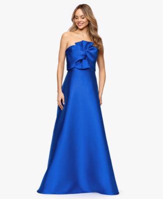 Betsy & Adam - Women's Strapless Bow Front Ball Gown