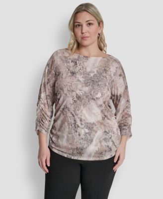 DKNY - Plus Size Boat Neck Long-Sleeve Top