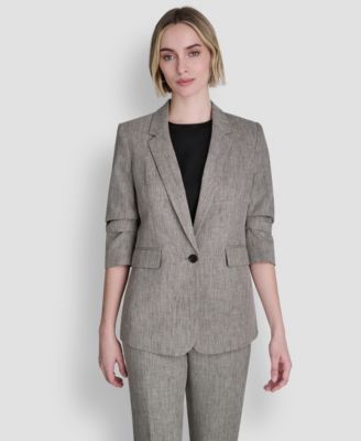 DKNY - Petite Notch Collar One Button Jacket