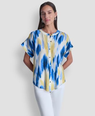 DKNY - Women's Abstract-Print Button-Down Blouse