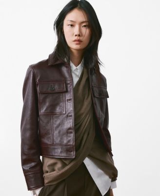 MANGO - Women's Buttoned Leather Jacket