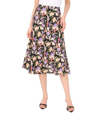 CeCe - Women's Bias Printed Midi Skirt