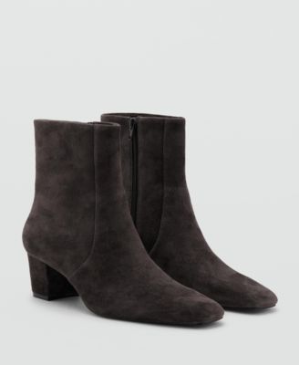 MANGO - Women's Block Heel Suede Ankle Boots
