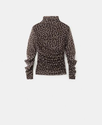 MANGO - Women's Ruched Polka Dot Tee