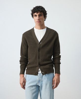 MANGO - Men's Medium Knit Microstructure Cardigan Sweater