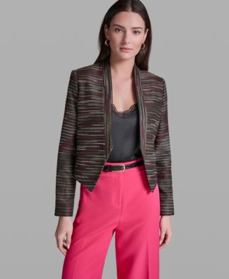 BCBG - Women's Textured Open Front Collared Jacket