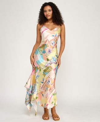 KATIA RAE - Women's V-Neck Patchwork Midi Dress