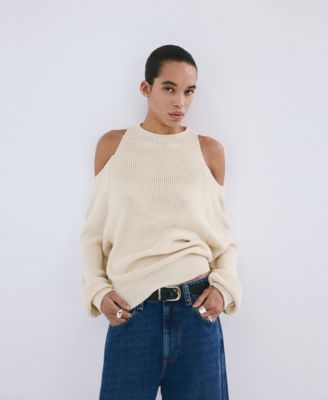 MANGO - Women's Off-The-Shoulder Knitted Sweater
