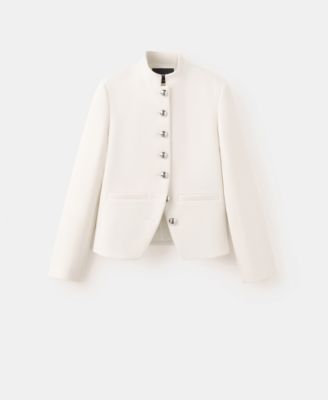MANGO - Women's Jewel-Button Strip Collar Jacket