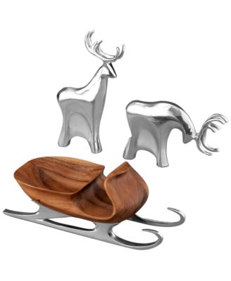 Nambe Christmas Sleigh with Reindeer Figurine Set image
