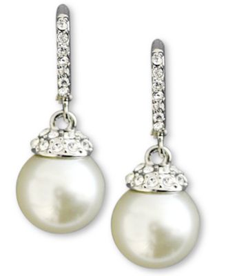 Givenchy - Earrings, Crystal Accent and White Glass Pearl