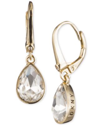 DKNY - Crystal Logo Teardrop Drop Earrings
