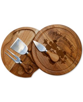 Disney - Mickey & Minnie Mouse Acacia Brie Cheese Board & Tools Set