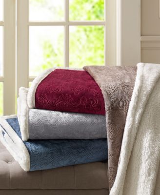 Madison Park - Elma Oversized Reversible 60" x 70" Embossed Plush to Berber Throw