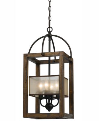 Cal Lighting - 4-Light Large Mission Wood/Metal Chandelier