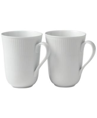 White Fluted Mugs, Set of 2  image