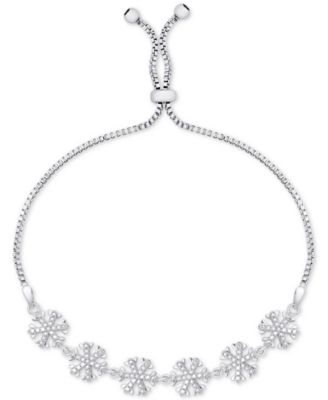Macy's - Cubic Zirconia Snowflake Slider Bracelet in Fine Silver-Plate