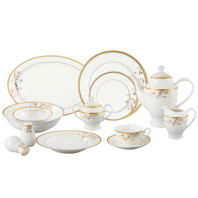 Lorren Home Trends - Rosalia Dinnerware Set, Service for 8 & Serving Pieces