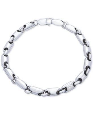 Macy's - Men's Polished Rounded Link Bracelet in Sterling Silver