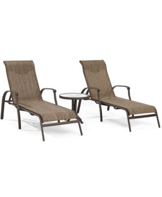 CLOSEOUT! Oasis Outdoor Aluminum 3-Pc. Chaise Set (2 Chaise Lounges and 1 End Table), Created for Macy's image