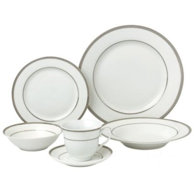 Lorren Home Trends - 24 Piece Silver Porcelain Dinnerware Service for 4-Ashley