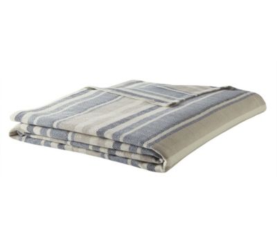 Eddie Bauer - Herringbone Stripe Blue Blanket