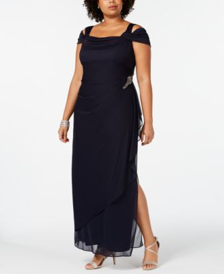 Alex Evenings - Plus Size Embellished Cold-Shoulder Gown