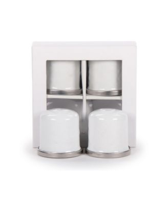 Solid White Enamelware Collection Salt and Pepper Shakers, Set of 2 image